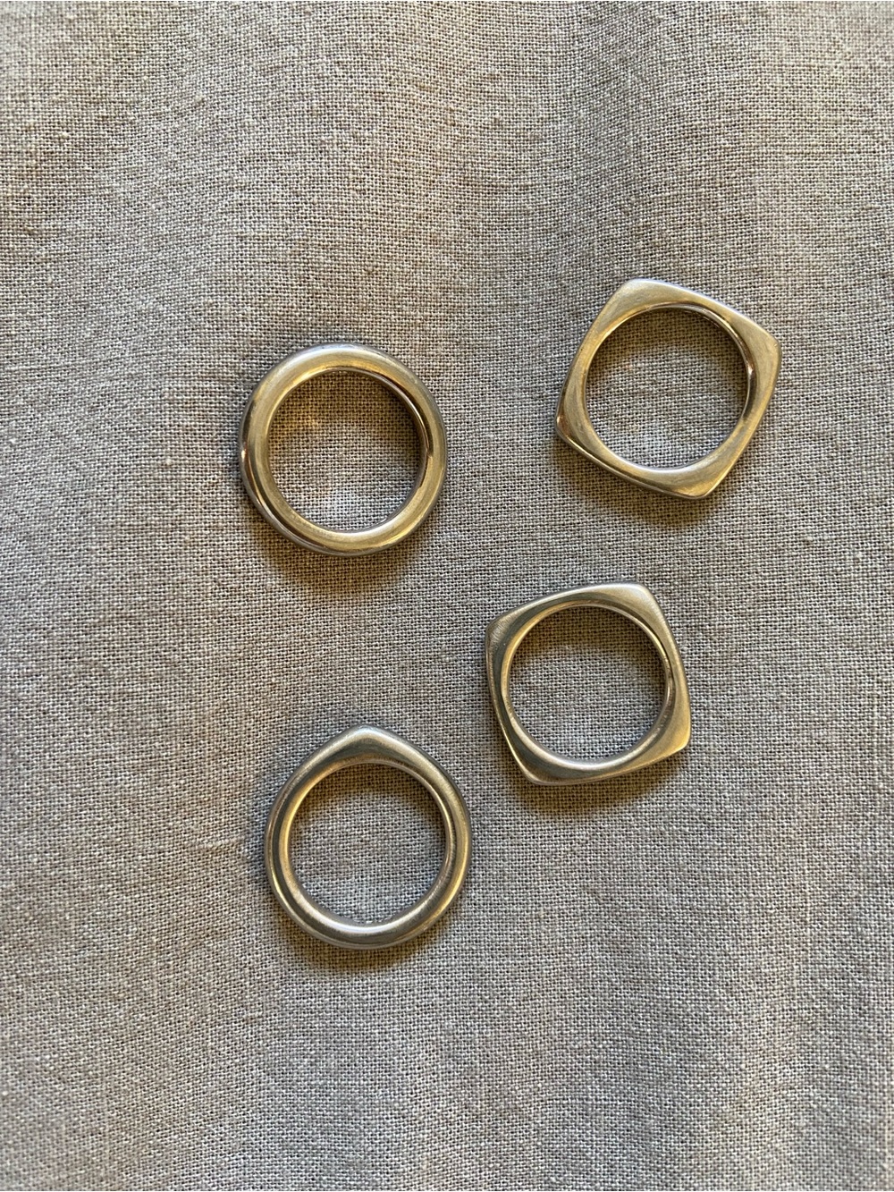 Set of 4 Sculptural Stainless Steel Rings